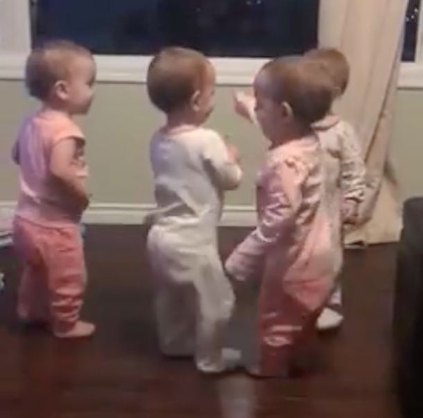 Adorable Quad Babies Give Each Other Hugs, Pay Attention To The Little Girl On The Right (video) - picture 2