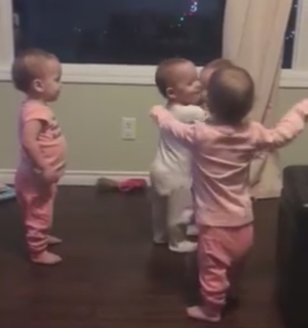 Adorable Quad Babies Give Each Other Hugs, Pay Attention To The Little Girl On The Right (video) - picture 3