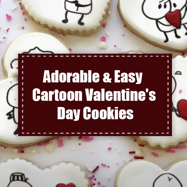 Adorable & Easy Cartoon Valentine's Day Cookies