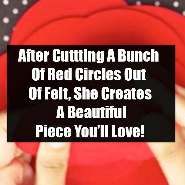 After Cuttting A Bunch Of Red Circles Out Of Felt, She Creates A Beautiful Piece You’ll Love!