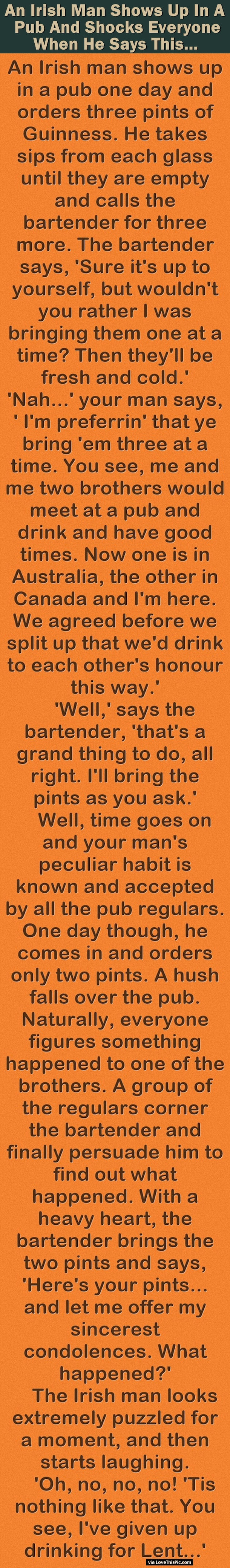 An Irish Man Shows Up In A Pub And Shocks Everyone When He Says This...