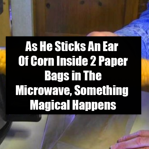 As He Sticks An Ear Of Corn Inside 2 Paper Bags in The Microwave, Something Magical Happens
