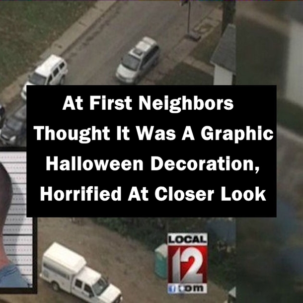 At First Neighbors Thought It Was A Graphic Halloween Decoration, Horrified At Closer Look