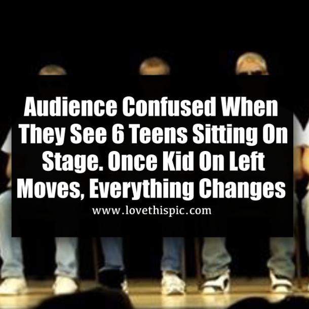 Audience Confused When They See 6 Teens Sitting On Stage. Once Kid On Left Moves, Everything Changes