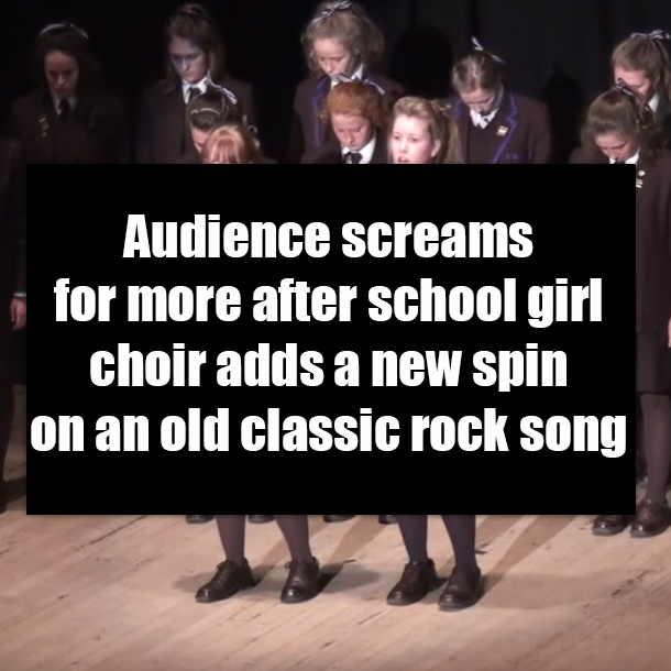 Audience screams for more after school girl choir adds a new spin on an old classic rock song