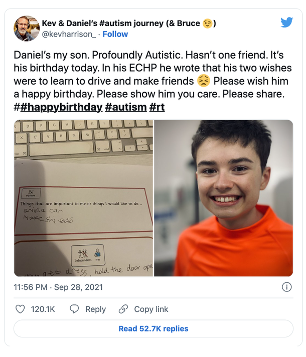 Autistic boy writes “make friends” for his birthday wish, concerned Father pleads to internet for help - picture 3