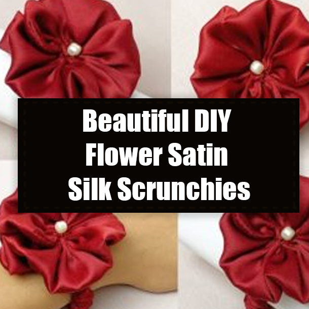 Beautiful DIY Flower Satin Silk Scrunchies