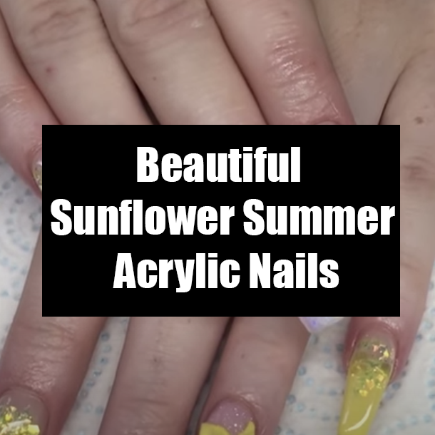 Beautiful Sunflower Summer Acrylic Nails