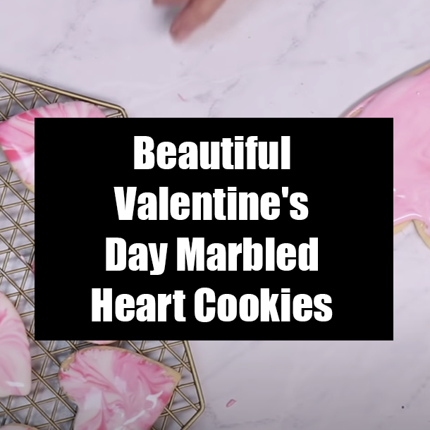 Beautiful Valentine's Day Marbled Heart Cookies