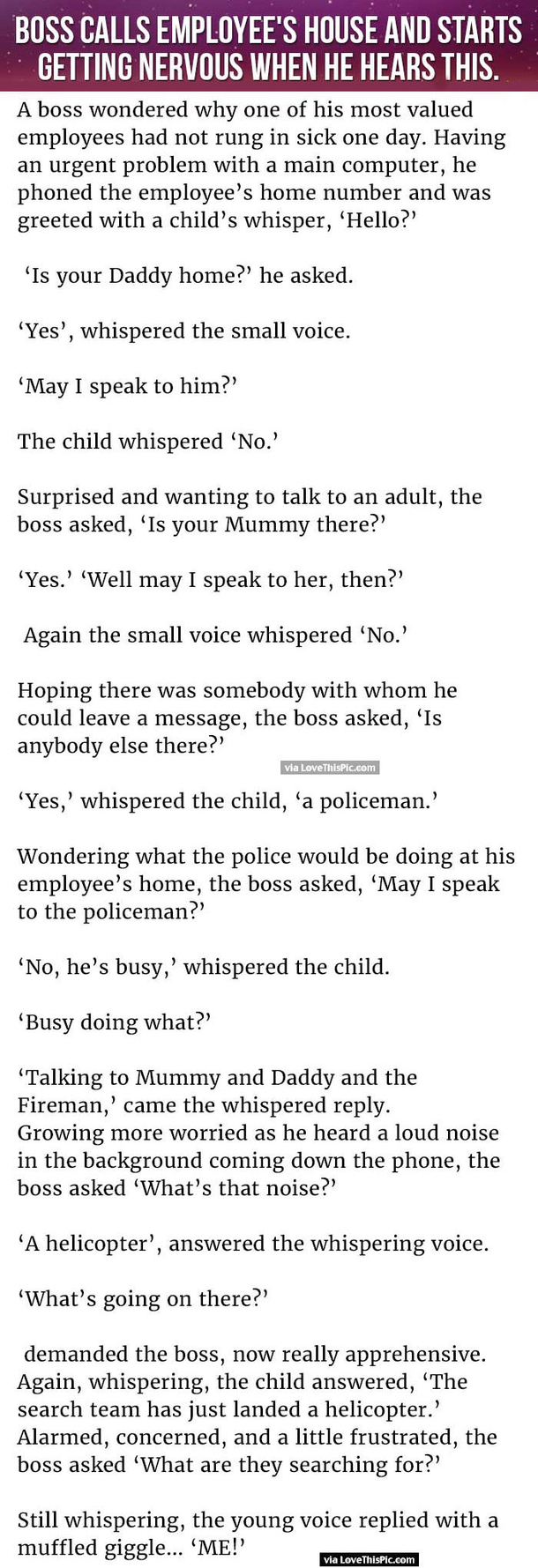 Boss Calls Employees House And Starts Getting Nervous When He Hears This
