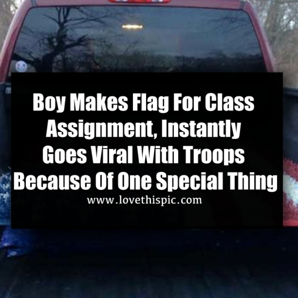 Boy Makes Flag For Class Assignment, Instantly Goes Viral With Troops Because Of One Special Thing