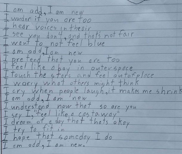 Boy with autism writes poem for homework, perfectly describes what it's like to live with autism - picture 3