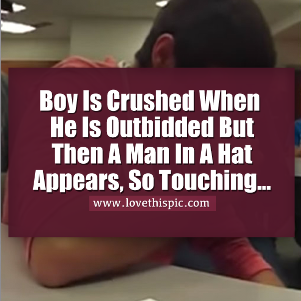 Boy's devastated when he's outbid for late father's car. Then man in the hat hands him the keys