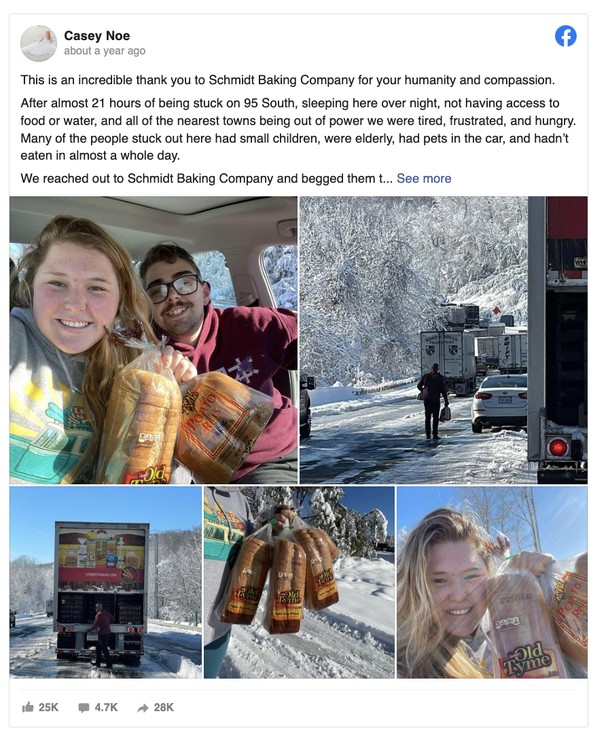 Bread truck driver gives away loaves to stranded drivers in Virginia after woman calls owner and begs for food - picture 3