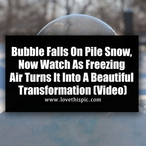 Bubble Falls On Pile Snow, Now Watch As Freezing Air Turns It Into A Beautiful Transformation (Video)