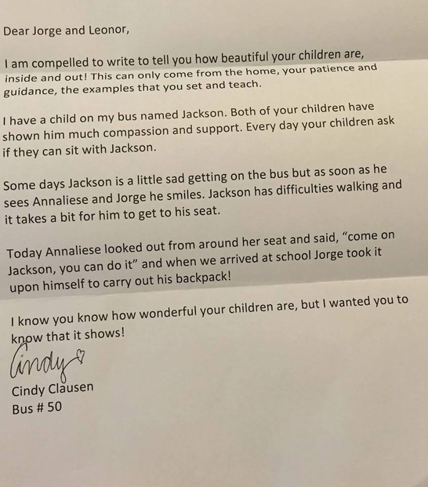 Bus driver sends note to parents after she saw what their children was doing to a disabled classmate - picture 3