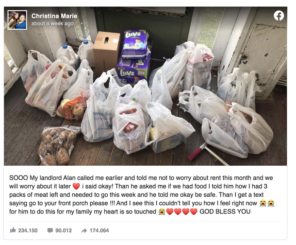 Caring Landlord waives a month of rent, then shocks mother-of-four tenant by buying her groceries - picture 3