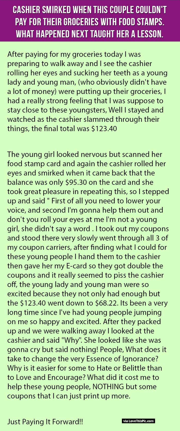 Cashier Smirked When Couple Couldn’t Pay For Groceries With Food Stamps. What Happened Next Taught Her A Lesson.