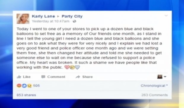 Clerk Asked To Fill Balloons For Cop’s Memorial, Has Infuriating Response - picture 3