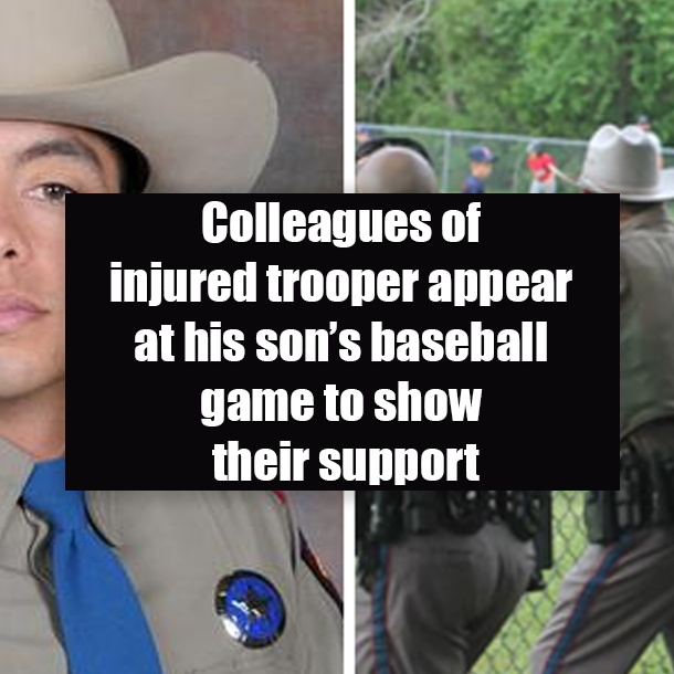 Colleagues of injured trooper appear at his son’s baseball game to show their support