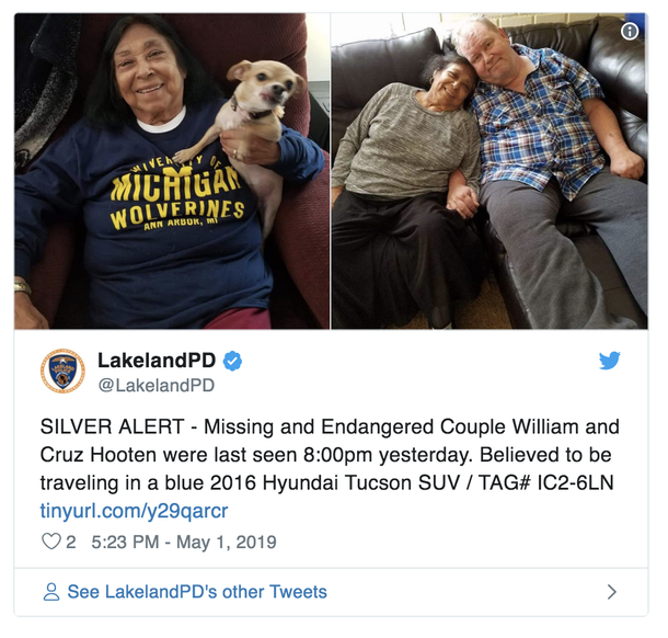 Cops Looking For Missing Elderly Couple With Major Health Issues, Please Send Your Prayers - picture 2