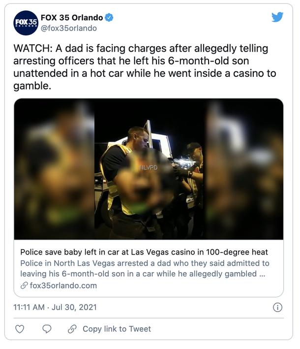 Cops rescue baby that Father left in a hot car while gambling: ‘I deserve anything that’s coming to me’ - picture 2