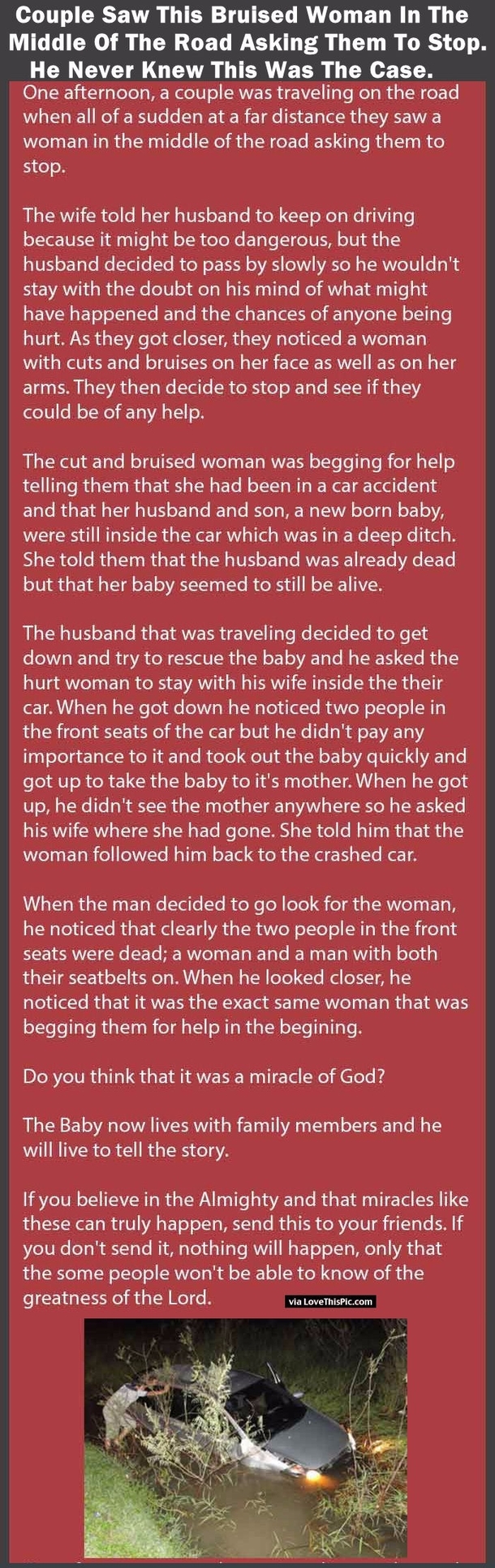 Couple Saw This Bruised Woman In The Middle Of The Road Asking Them To Stop. He Never Knew This Was The Case.