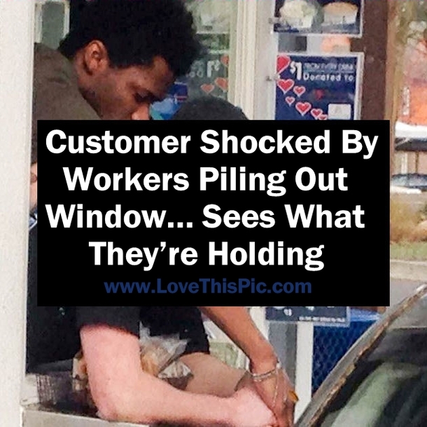 Customer Shocked By Workers Piling Out Window… Sees What They’re Holding