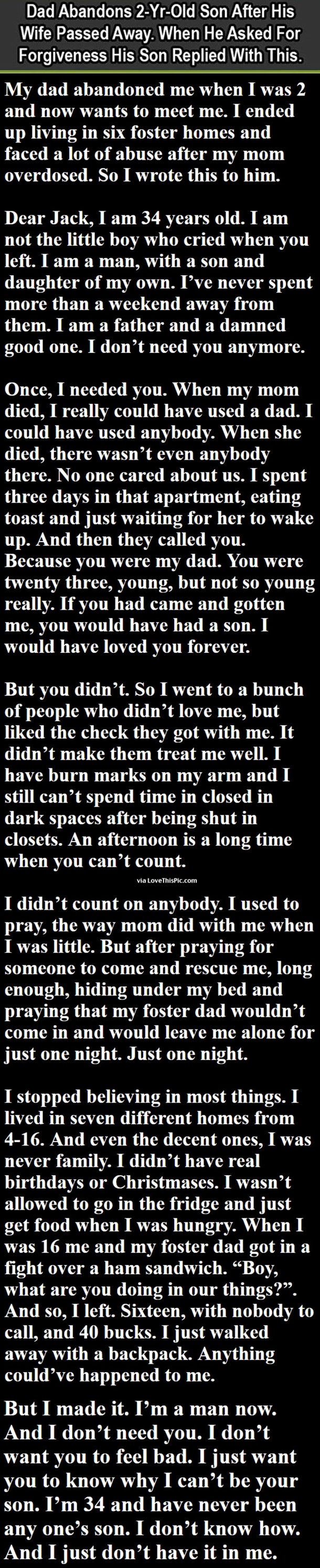 Dad Abandons 2-Yr-Old Son After His Wife Passed Away. When He Asks For Forgiveness, Son Replies With THIS
