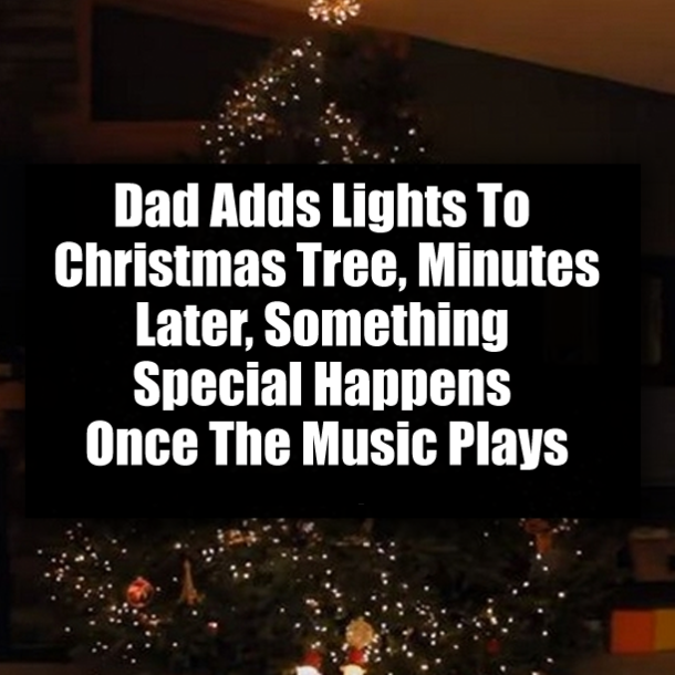 Dad Adds Lights To Christmas Tree, Minutes Later, Something Special Happens Once The Music Plays