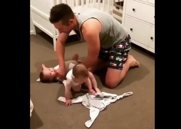 Dad Attempts To Change Twin Babies, Recorded Clip Of His ‘Technique' Has Mom & Internet In Tears - picture 2