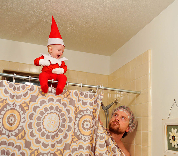 Dad Turns His Baby Into A Real-Life ‘Elf On A Shelf’ And The Results Are Adorable - picture 2