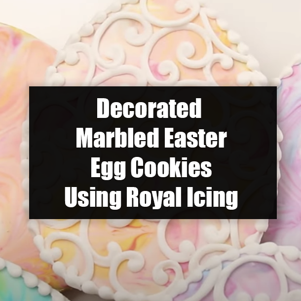 Decorated Marbled Easter Egg Cookies Using Royal Icing