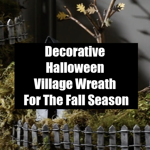 Decorative Halloween Village Wreath For The Fall Season
