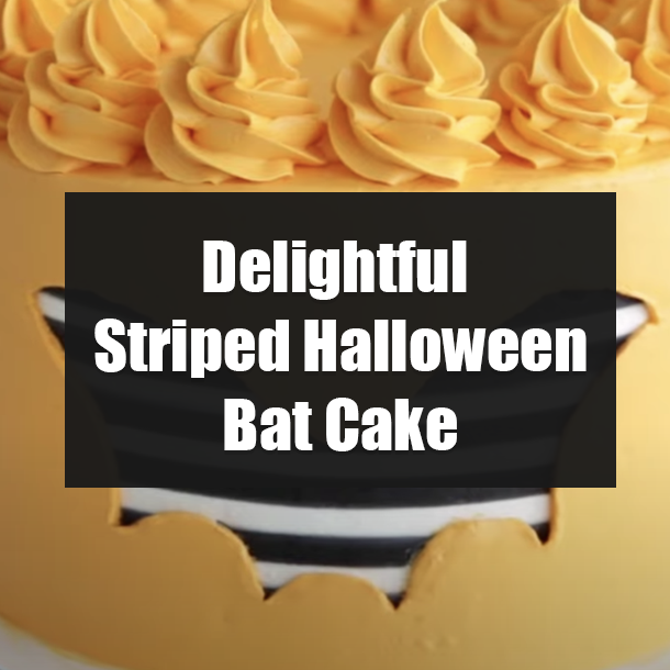 Delightful Striped Halloween Bat Cake