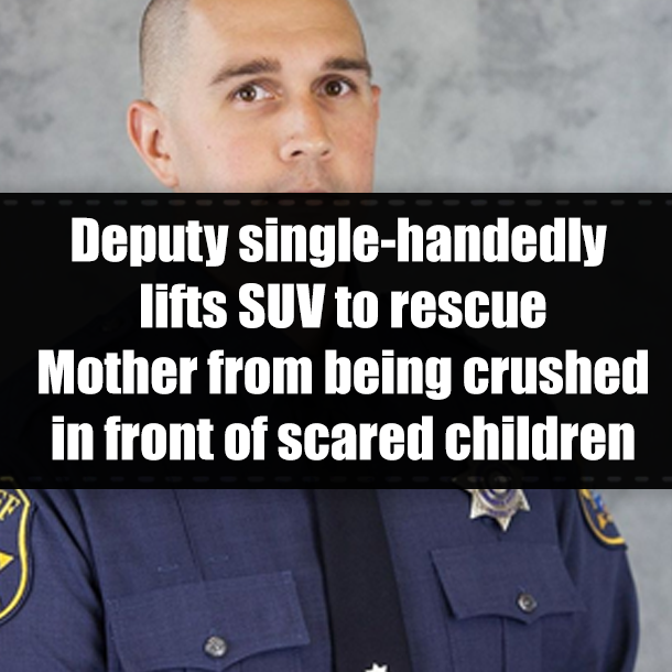 Deputy single-handedly lifts SUV to rescue Mother from being crushed in front of scared children