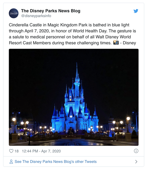 Disney World turns Cinderella’s Castle in blue in honor of our health care workers - lets thank them! - picture 2