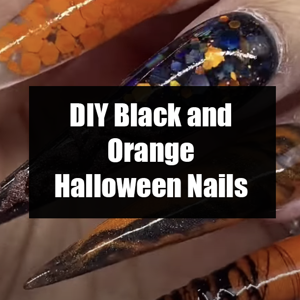 DIY Black and Orange Halloween Nails