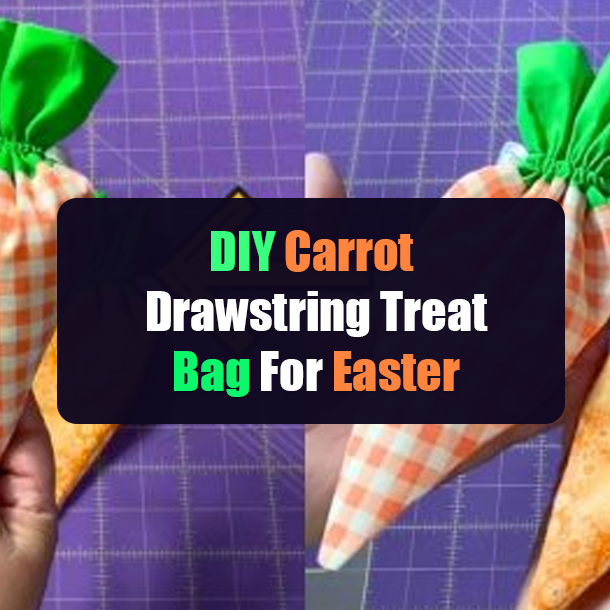 DIY Carrot Drawstring Treat Bag For Easter
