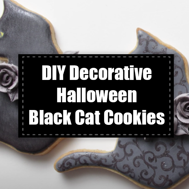 DIY Decorative Halloween Black Cat Cookies