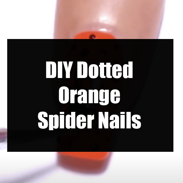 DIY Dotted Orange Spider Nails