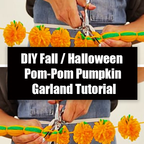 DIY Fall / Halloween Pom-Pom Pumpkin Garland Tutorial