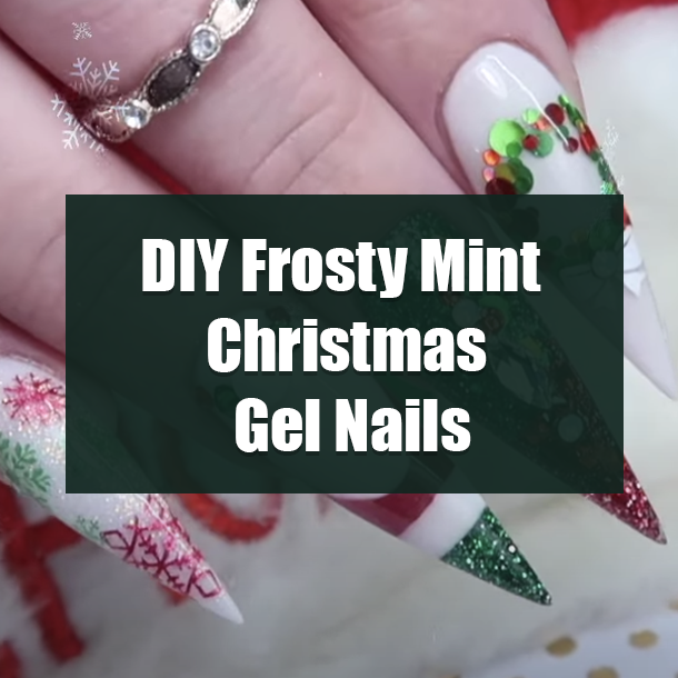 DIY Frosty Mint Christmas Gel Nails