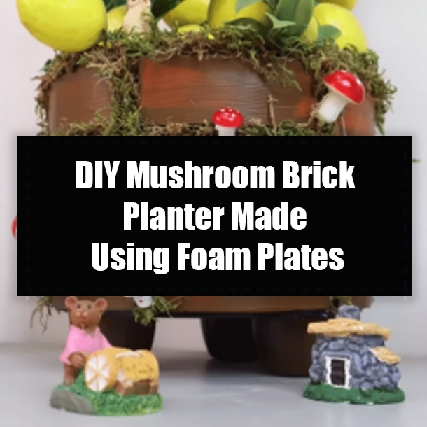 DIY Mushroom Brick Planter Made Using Foam Plates