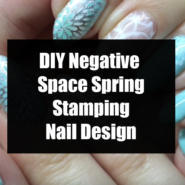 DIY Negative Space Spring Stamping Nail Design
