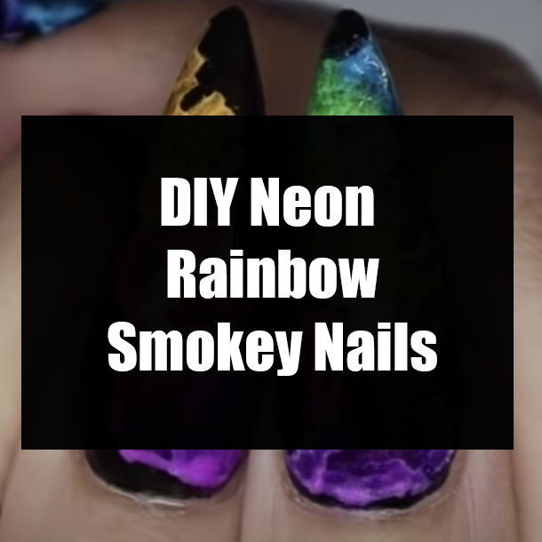 DIY Neon Rainbow Smokey Nails