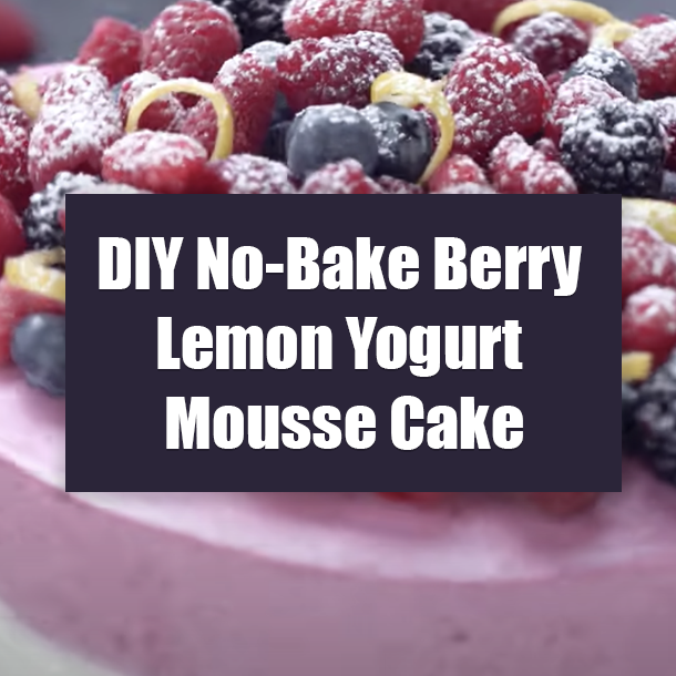 DIY No-Bake Berry Lemon Yogurt Mousse Cake