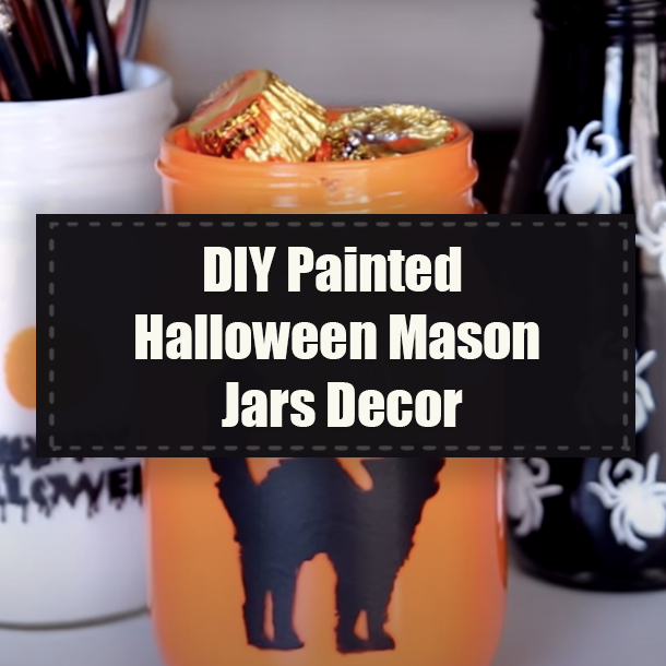 DIY Painted Halloween Mason Jars Decor