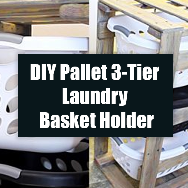DIY Pallet 3-Tier Laundry Basket Holder