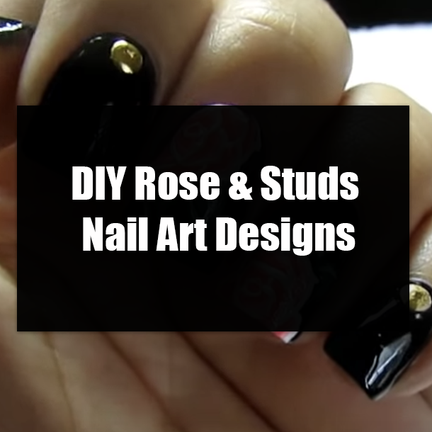 DIY Rose & Studs Nail Art Designs